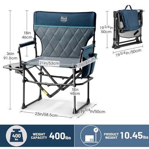 TIMBER RIDGE Navy Heavy Duty Camping Chair 400lbs Portable Directors Seat