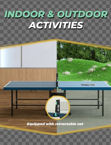 Ping Pong Paddle Set with Retractable Net and Balls - Table Tennis Kit