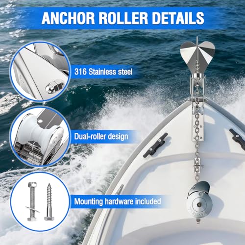 Marine Stainless Steel Bow Anchor Roller with Lock - 16.5" Self-Launching Dual Roller System
