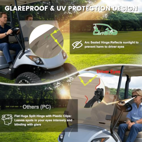 Cartalia Tinted Foldable Windshield for Yamaha G29 Golf Cart 2007-2016 - 5mm Thick Acrylic