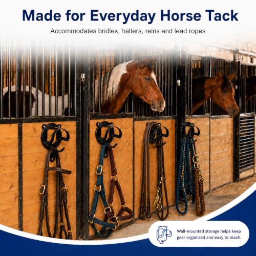 24 Counts Horse Bridle Rack with Hooks & Wall Mount Hardware - Tack Storage