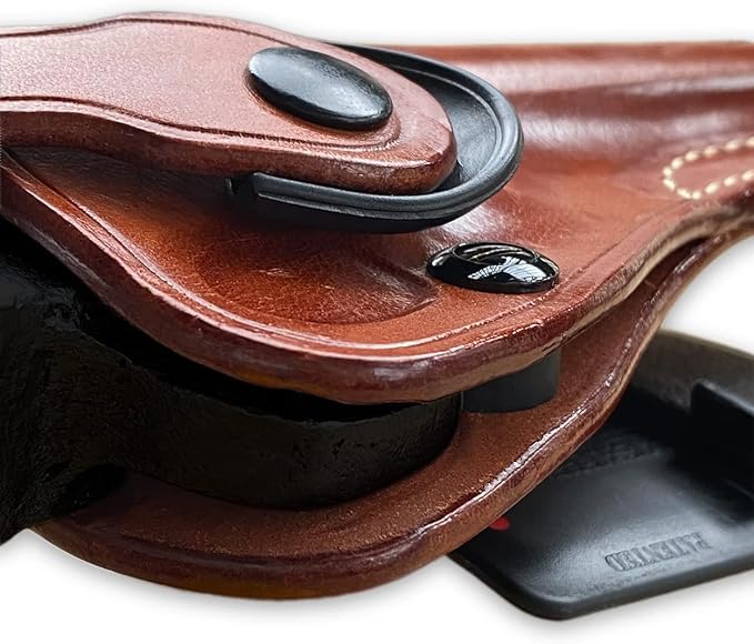 Leather Revolver Holster with Retention Strap for BlackHawks .357/41 Mag 6.5-Inch, Right Hand