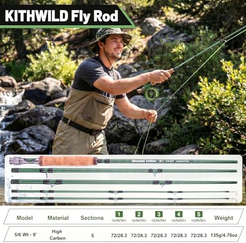 Green Fly Fishing Rod Combo 4-Piece 5/6 Weight with Reel & Accessories