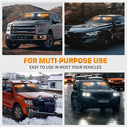 Amber Visor Light Bar 34 Inch 40 LED Strobe Lights for Vehicles - XRIDONSEN