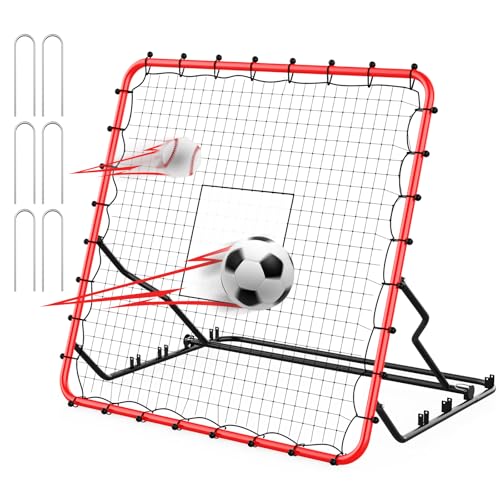 Red 4x4.5FT Baseball Rebounder Net with Adjustable Angles and Bungee Cords