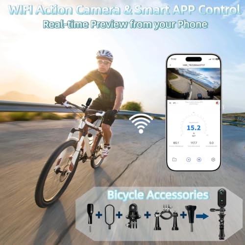 Asdanalili 4K Mini Action Camera with 128GB Memory Card, Waterproof, WiFi, Wearable, Black