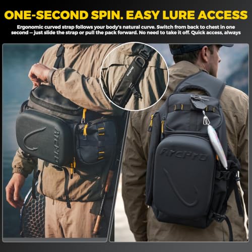 Fishing Sling Pack with Foldable Workstation Water-Resistant Tackle Bag for Saltwater & Freshwater