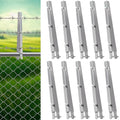 10 Pack 1-3/8 Inch Chain Link Fence Barbed Wire Extension Arms - Silver, Adjustable