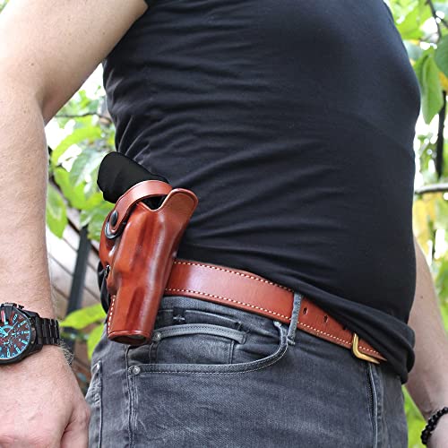 MASC Leather Paddle Holster for Revolver PC Mod 629 .44 Mag with Retention Strap