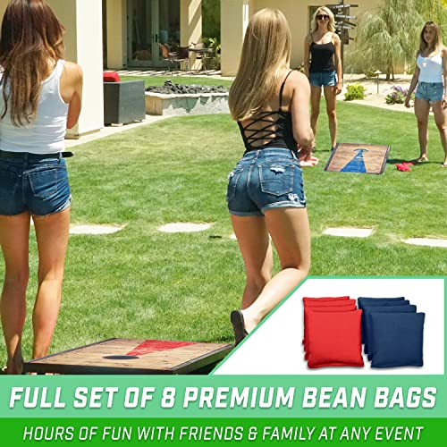 GoSports 3x2 ft Rustic Cornhole Set with 8 Bean Bags & Carry Case