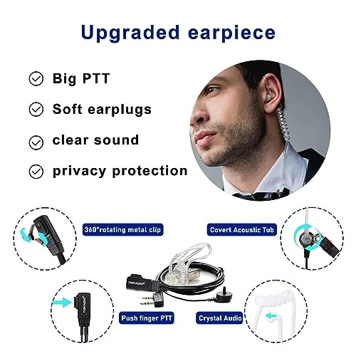 TIDRADIO 5.5-Mile Long Range Walkie Talkies with Upgrade Earpiece - 10 Pack FCC Certified