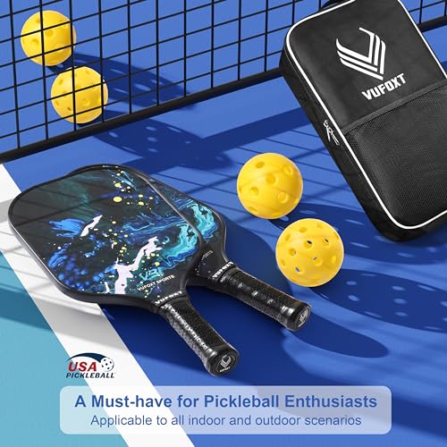 Blue Pickleball Paddles Set of 4 - USAPA Approved Carbon Fiber Surface for Beginners