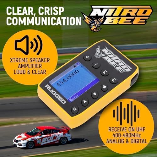 UHF Race Receiver with Stereo Earbuds - Rugged Radios Nitro Bee Xtreme