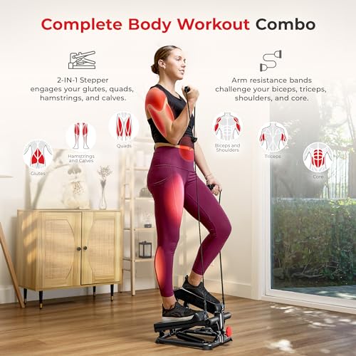Sunny Health & Fitness Mini Stepper with LCD Monitor & Adjustable Step Height - Black