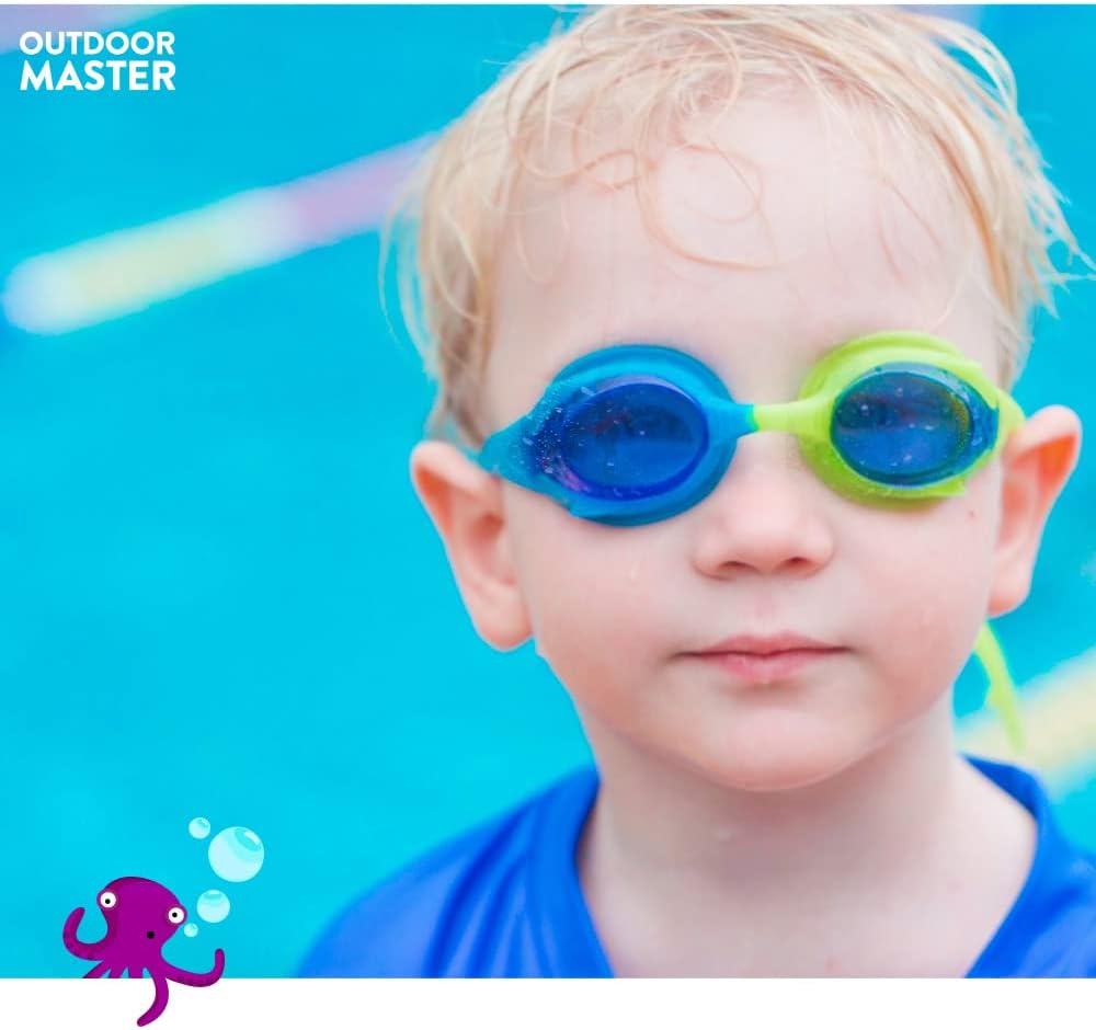 OutdoorMaster Kids Swim Goggles - Quick Adjustable Strap for Comfortable Swimming | 2 Pack