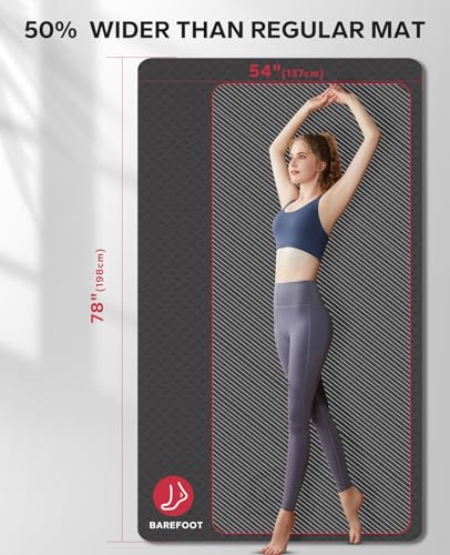 Extra Large Yoga Mat 78x54 Inches Non-Slip Thick Exercise Mat for Yoga & Pilates - Black