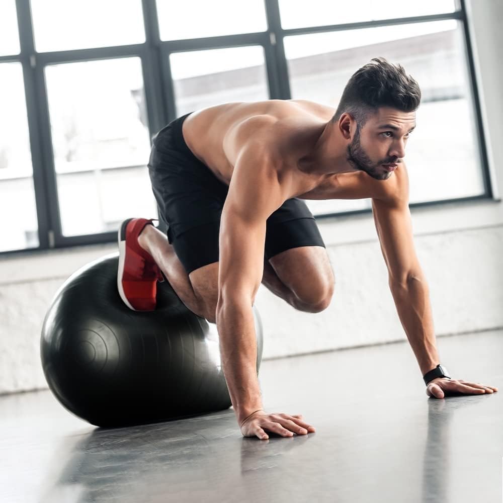 Series-8 Fitness Ball, 26 inch (65cm), Black.Perfect for core strengthening, Balance Training, and Versatile Workout Sessions, This Durable Exercise Ball Helps Enhance Your Fitness Goals.