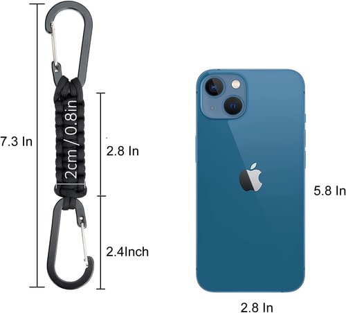 BRAVESHINE Paracord Keychain - Durable Carabiner Clip & D-Ring Lanyard Hook for Water Bottles & Bags