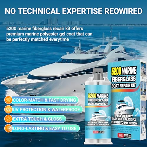 Marine Fiberglass Repair Kit Epoxy Resin for Holes & Cracks - Waterproof & UV-Resistant