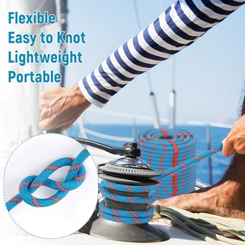 Caphremiel 1/2in x 200ft Blue Polyester Arborist Climbing Rope - ASTM F2116 Certified, 9000Lbs MBS, Heavy Duty Tree Rope for Climbing & Sailing