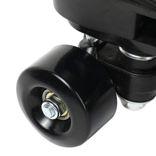 XUDREZ Double-Row Roller Skates for Unisex - PU Leather High-Top Four-Wheel Shiny Skates (Black Wheel, Women's 10.5 / Men's 9)