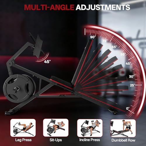 Black PASYOU Adjustable Leg Press Machine for Home Gym, Heavy-Duty Strength Training