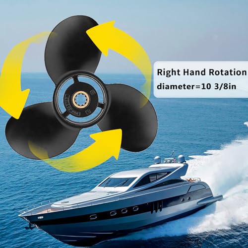 VIF Boat Propeller 10 3/8 x 13 for Mercury 9.9-25HP Outboard Engines, Black Aluminum