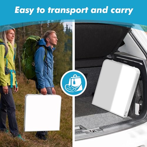Whitebig Camping Folding Aluminum Table with Adjustable Legs — Outdoor Picnic & Travel