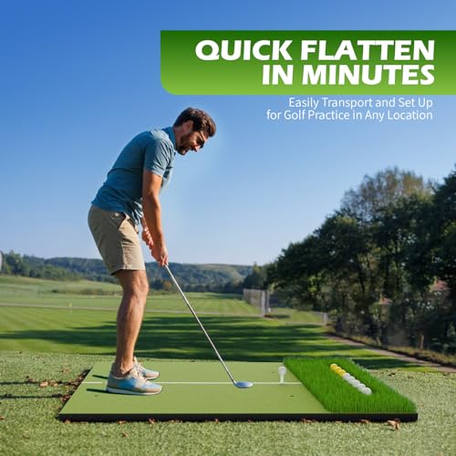 5x4ft Golf Hitting Mat with Shock Absorption Turf & Ball Tray for Indoor & Outdoor Practice