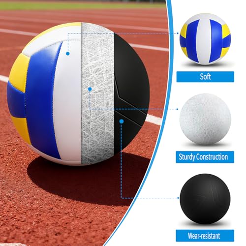 12 Pack Regulation Size 5 Volleyballs for Indoor & Outdoor Play with Pump - Soft & Durable