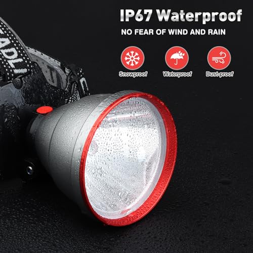 Aikertec Red Rechargeable LED Headlamp 2 Pack, Super Bright, 80H Runtime, Waterproof, 120° Adjustable for Camping & Outdoor Activities