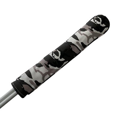 Grey Camo Golf Alignment Stick Cover - Synthetic Leather Holder for 2 Sticks