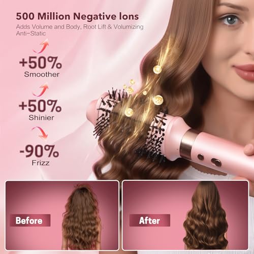 Pink StyleVibe 6-in-1 Air Styler with Hair Dryer & Auto-Wrap Curl - All Hair Types