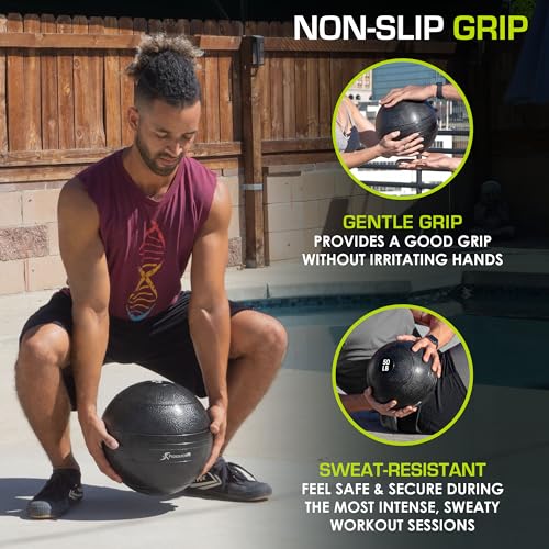 ProsourceFit Slam Medicine Ball 50 lbs - Dead Weight Tread Grip for Strength & Conditioning