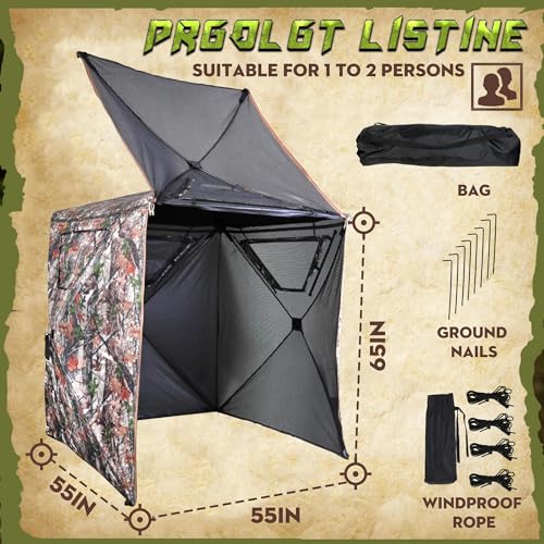 Lenotos 2 Person Pop Up Hunting Blind with 360° See-Through Mesh & Swing Door