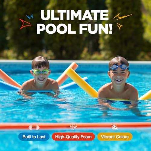Rainbow Pool Noodles Bulk 12 Pack - Soft Foam Swim & Water Exercise Aids