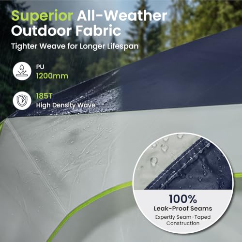 Alpha Camp 10 Person Family Camping Tent Navy Blue Weather-Resistant with Rainfly & Mesh Windows