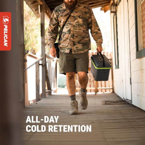 Pelican 8 Quart Personal Lunch Box Cooler with Built-In Ice Pack - Dark Gray/Green