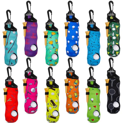 12 Pack Golf Ball Pouch with Tee Holder - Portable Neoprene Golf Accessory