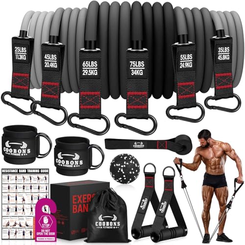 Heavy Resistance Bands for Workout - 300LBS Exercise Bands with Handles - Black, Grey