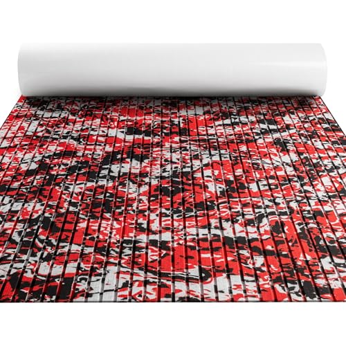 FOCEAN Marine EVA Boat Flooring Camo Self-Adhesive Decking 94.5"x23.6" Speed Red