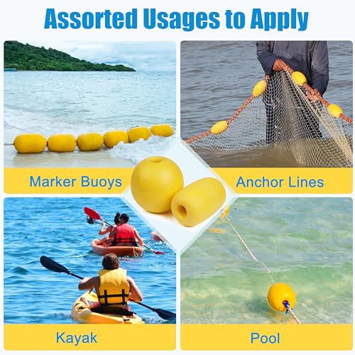 6 Pack Rope Floats Buoy for Crab Trap Marker - 3.94 x 3.94 inches, Yellow