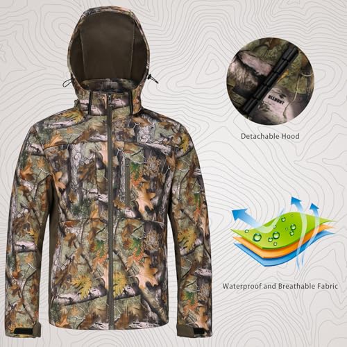 Water-Resistant Silent Hunting Jacket & Pants Set - Large Tree Camo