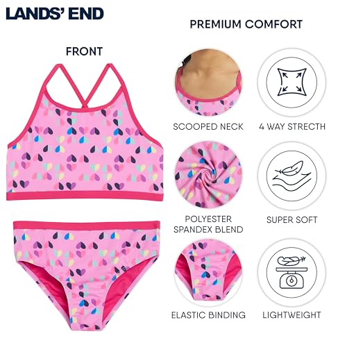 Girls' UPF 50+ Adjustable Bikini Set - Bright Pink, Medium