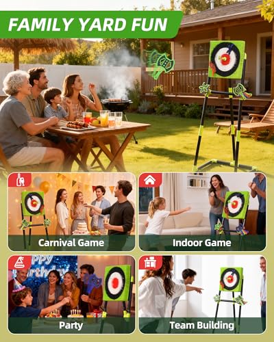 Tailbb Green Axe Throwing Game Set with Bristle Target & 12 Axes for Indoor Outdoor Fun