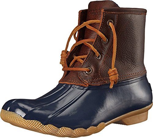Saltwater Women’s Duck Boots - Tan/Navy, Size 8.5, Waterproof Winter Footwear