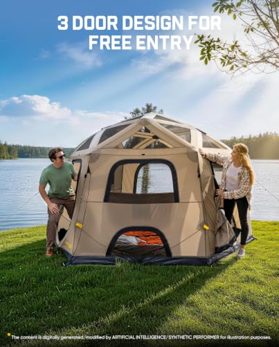 FanttikOutdoor Alpha C6 Pro 6-Person Instant Pop Up Camping Tent with Ventilation & Weatherproof Design