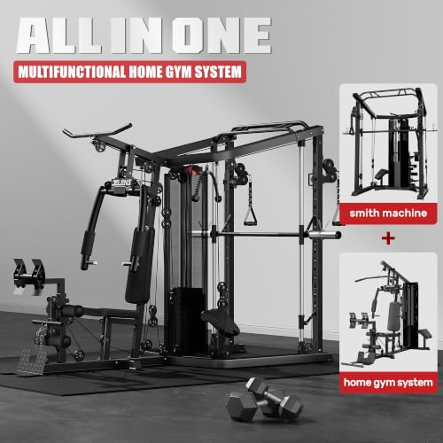 JELENS HM01 All-in-One Home Gym System Black - 150LB Weight Stack & Multi-Station Equipment