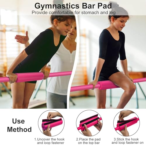 Pink Adjustable Gymnastics Bars for Kids - Foldable & Space-Saving