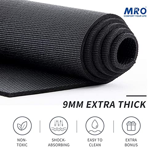 MRO Extra Large Black Yoga Mat 6x4 ft, 9mm Thick Non-Slip Exercise Mat